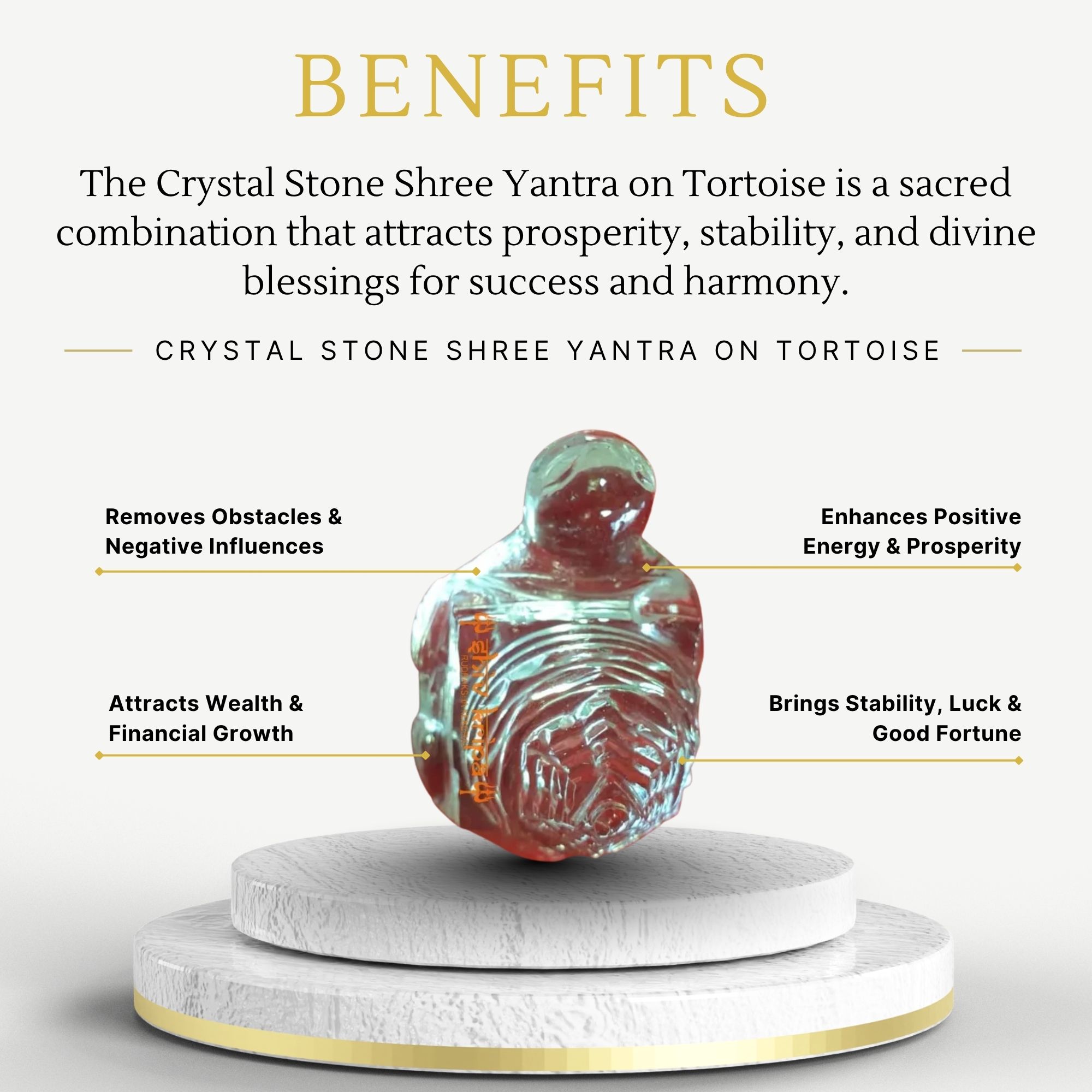 Crystal stone Shree Yantra on Tortoise one hundred fifty nine gram - Image 3